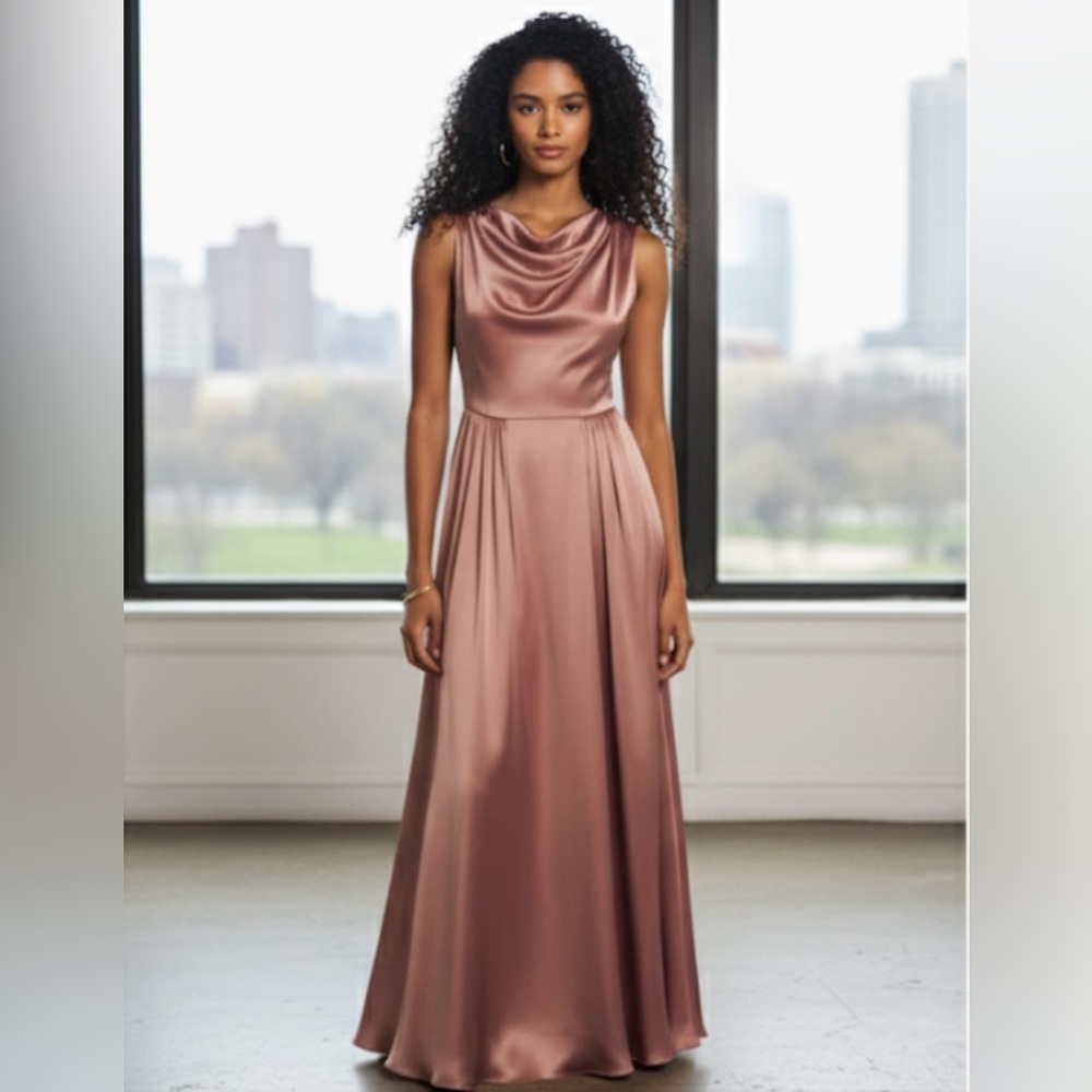Reformation Blu Dress 100% Silk Sleeveless Evening Gown Praline Size 4